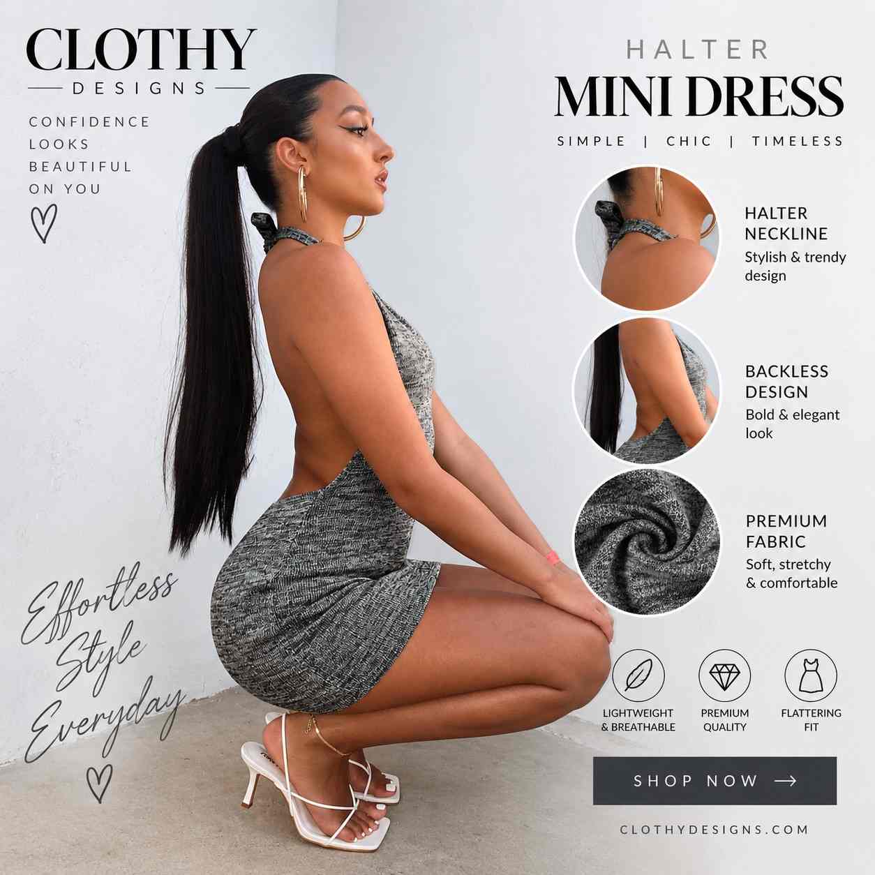 Women's Halter Backless Mini Dress – Sleeveless Bodycon Knitted Club & Party Dress